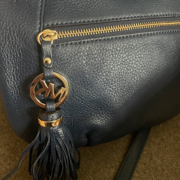 Michael Kors Navy Leather Tassel Crossbody Bag - Picture 4 of 14